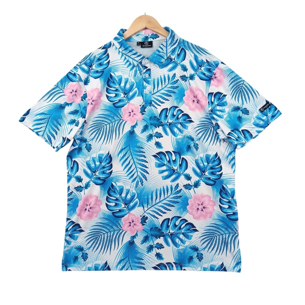 Greenside Golf Polo Shirt Mens XL Floral Performance Stretch Wicking 46x30